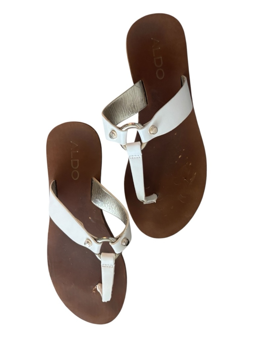 ALDO TAN THONG SANDALS GOLD ACCENTS - Picture 5 of 8